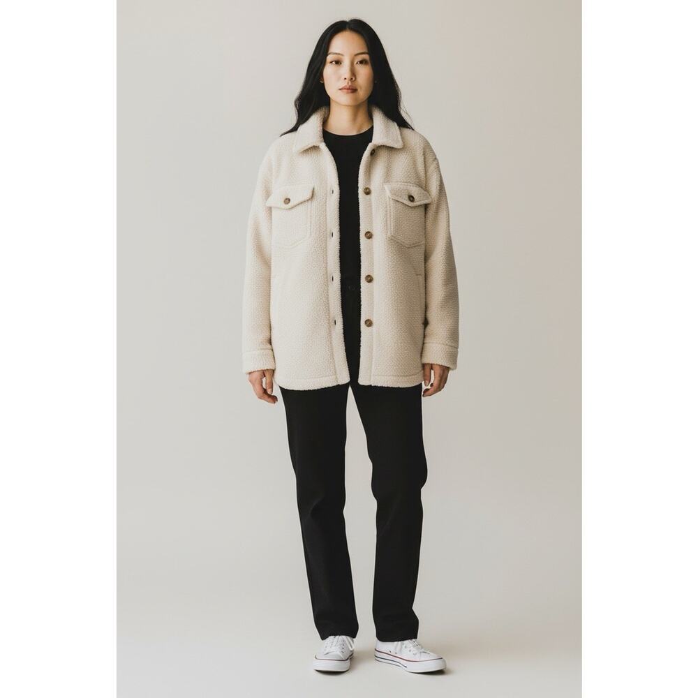 Altar’d State Cream Oversized Shacket Size Large Layering